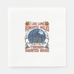 Romantic Walks Through Haunted House Ghost Pumpkin Napkins