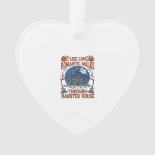 Romantic Walks Through Haunted House Ghost Pumpkin Ornament