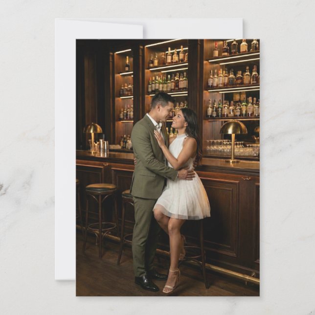 Romantic Warm Brown Photo Invitation (Front)