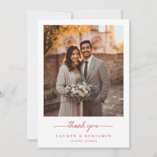 Romantic Warm Minimalist Photo Thank You Card
