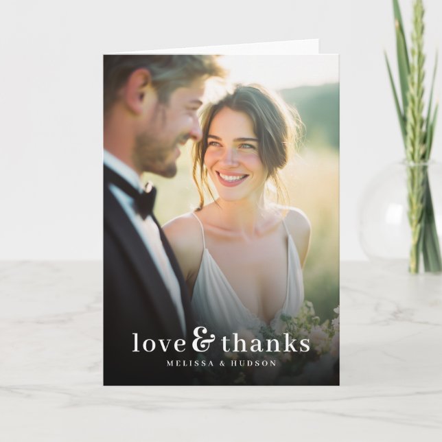 Romantic Warm Photo Letterpress Thank You Card (Front)