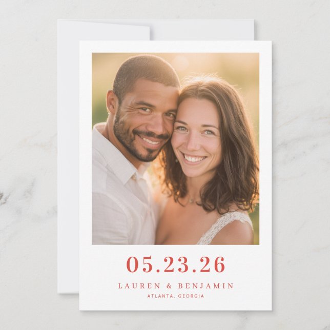 Romantic Warm Photo Save The Date (Front)