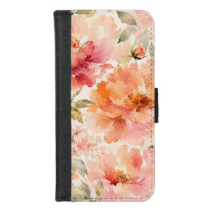 Romantic Warm Summer Watercolor Blossoms iPhone 8/7 Wallet Case