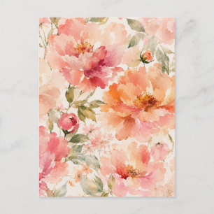 Romantic Warm Summer Watercolor Blossoms Postcard