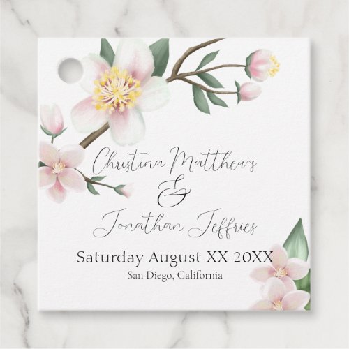 Romantic Watercolor Apple Blossoms Favor Tags