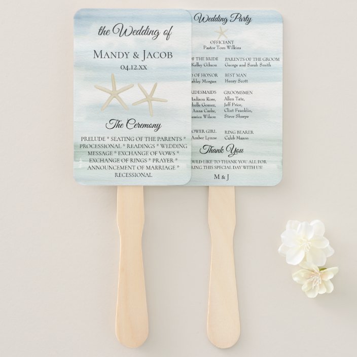 beach wedding hand fans