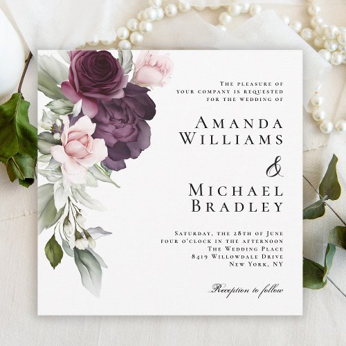 Romantic Watercolor Botanical Wedding Invitation