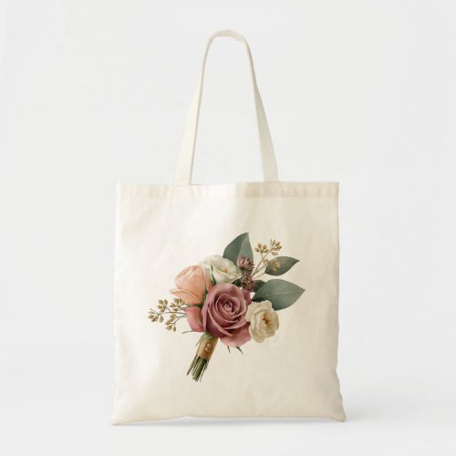 Romantic Watercolor Bridal Bouquet Tote Bag