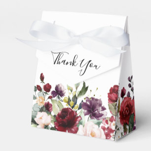 Romantic Watercolor Burgundy Red Blush Rose Floral Favor Boxes