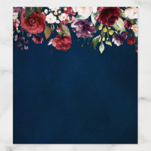 Romantic Watercolor Burgundy Red Navy Floral Envelope Liner