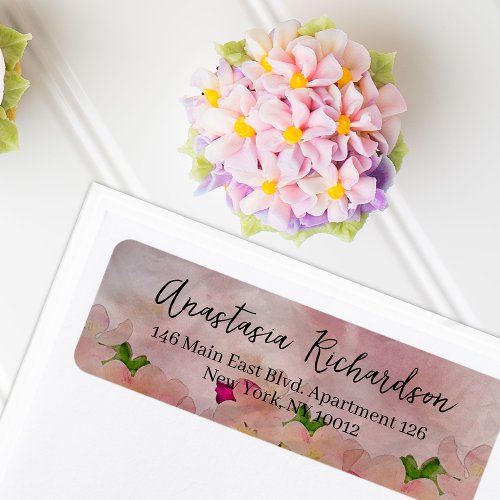 Romantic Watercolor Cherry Blossoms Return Address Label
