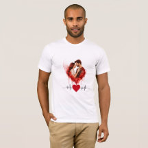 Romantic Watercolor Couple Heartbeat Custom shirt