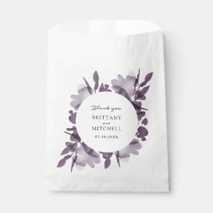Romantic Watercolor Floral Amethyst Wedding Favor Bag