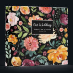 Romantic Watercolor Floral Botanical Wedding 3 Ring Binder<br><div class="desc">This beautiful and chic wedding album or organizer design features a romantic watercolor floral botanical pattern in greens, pinks, and deep burgundy tones. The background is black but can easily be customized to your liking (white, pink, and green also look great). You can personalize it by adding your names and...</div>