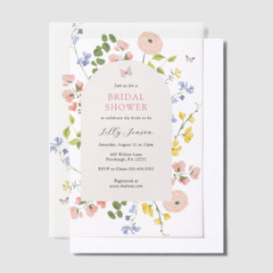 Romantic Watercolor Floral Bridal Shower Vellum Invitations