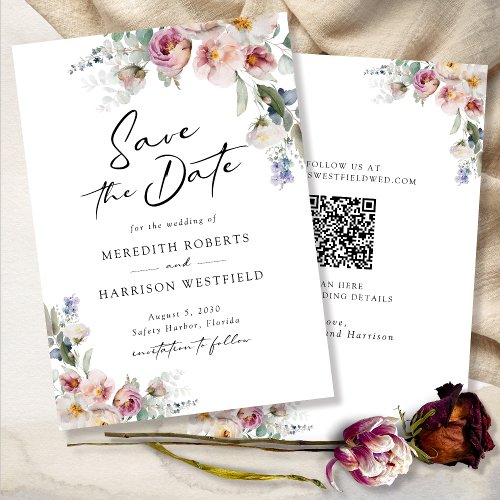 Romantic Watercolor Floral Eucalyptus Wedding Save The Date