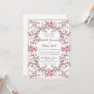 Romantic Watercolor Floral Frame-Fall Colors Invitation
