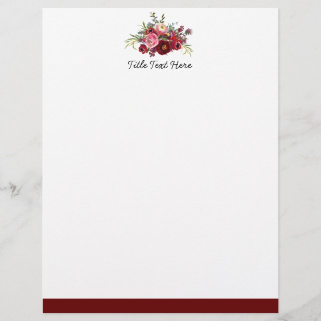 Romantic , Watercolor floral, letterhead (Front)