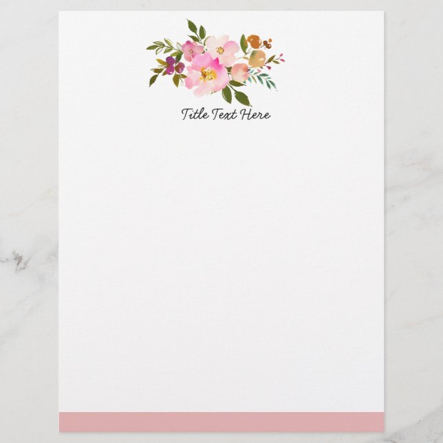 Romantic Watercolor floral, letterhead (Front)