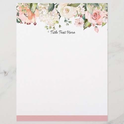 Romantic Watercolor floral letterhead