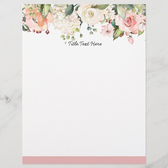 Romantic Watercolor floral, letterhead (Front)