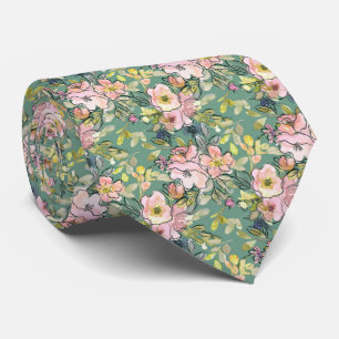 Romantic Watercolor Floral Necktie