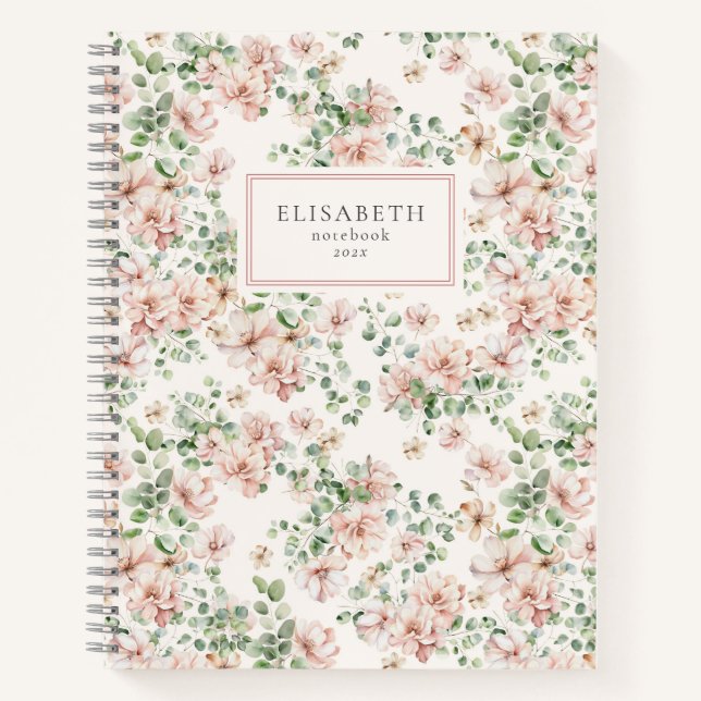 Romantic Watercolor floral  Notebook (Front)