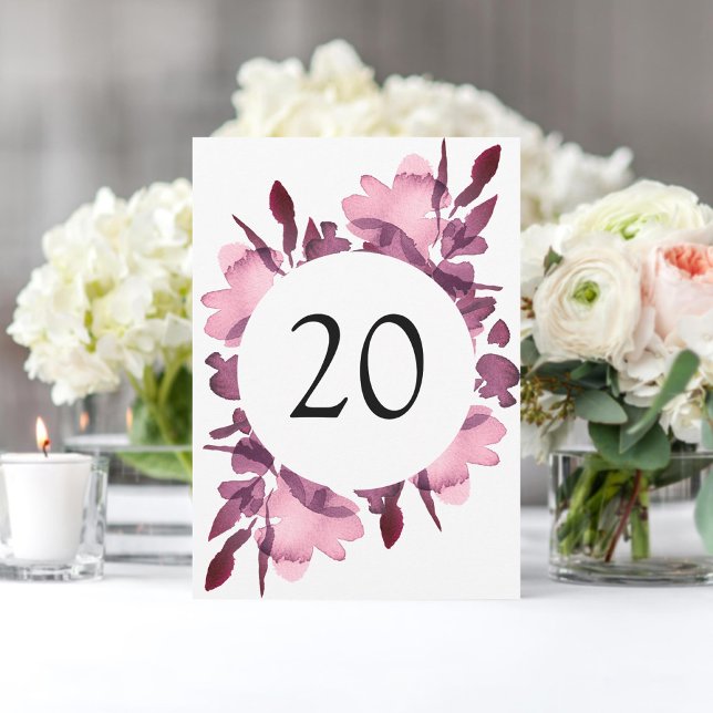 Romantic Watercolor Floral Plum Table Number (Creator Uploaded)