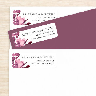 Romantic Watercolor Floral Plum Wedding Label
