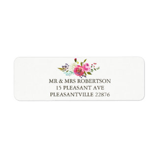 Romantic Watercolor Floral Return Address Labels