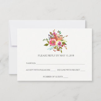 Romantic Watercolor Floral RSVP Cards