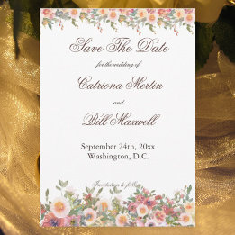 Romantic Watercolor Floral Save the Date Card