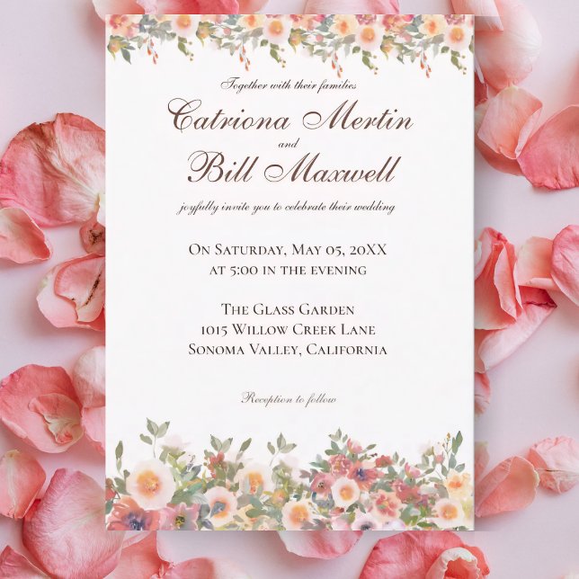Romantic Watercolor Floral Wedding Invitation (Creator Uploaded)