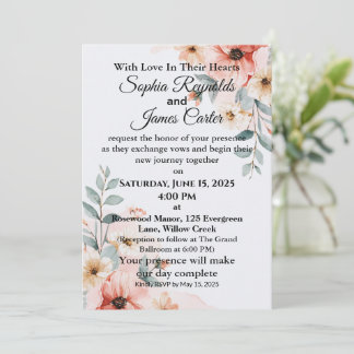 Romantic Watercolor Floral Wedding Invitation