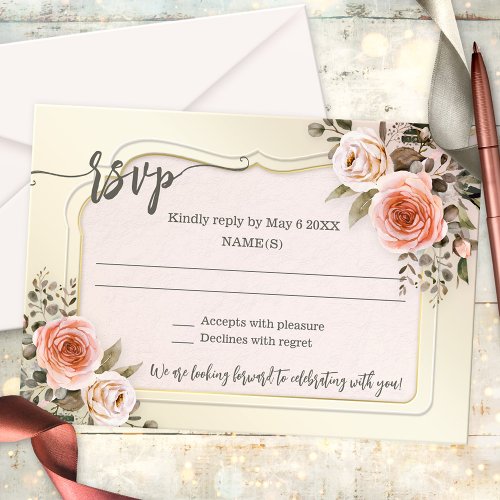 Romantic Watercolor Floral Wedding RSVP Card