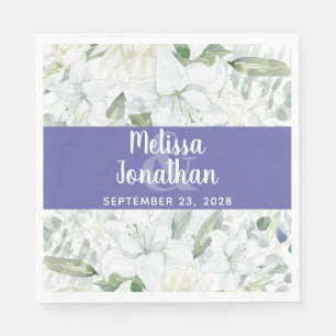 Romantic watercolor floral white flowers wedding napkins