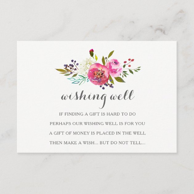Romantic Watercolor Floral Wishing Well Cards