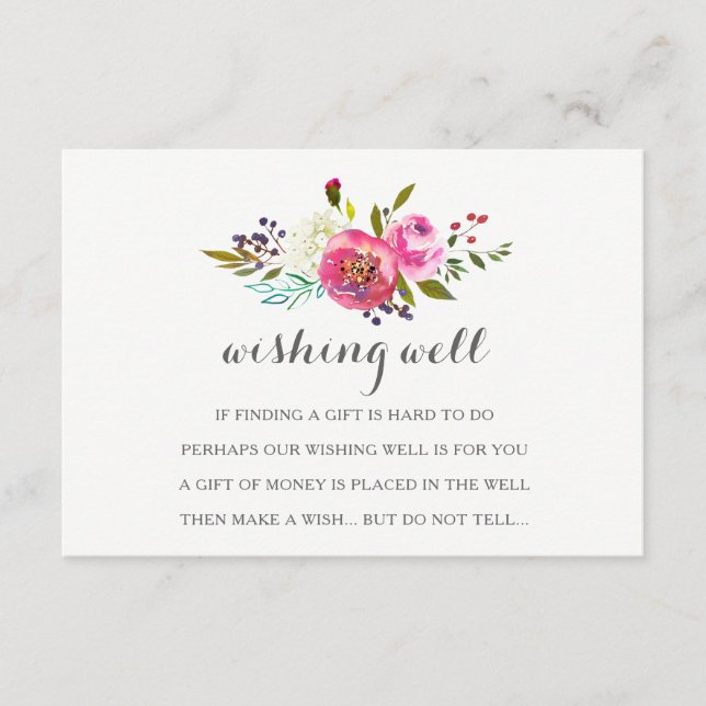 Romantic Watercolor Floral Wishing Well Cards (Front)