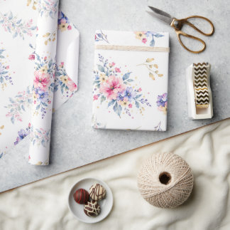 Romantic Watercolor Floral Wrapping Paper