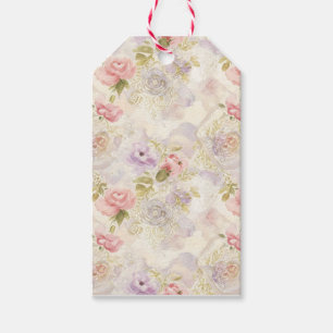 Romantic Watercolor Floral Wrapping Paper - Elegan Gift Tags