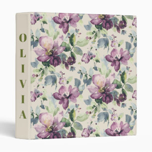 Romantic Watercolor Florals 3 Ring Binder