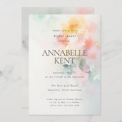 Romantic Watercolor Florals Abstract Bridal Shower Invitation