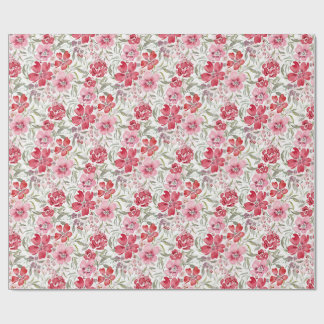Romantic Watercolor Florals Red and Pink Florals Wrapping Paper