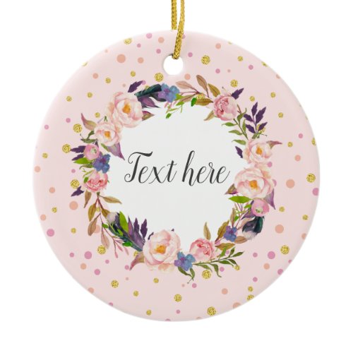 Romantic Watercolor Flower, bohemian Ceramic Ornament