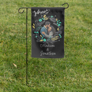 Romantic Watercolor Flower Wreath Wedding Garden Flag