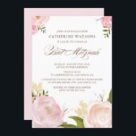 Romantic Watercolor Flowers Bat Mitzvah Invitation<br><div class="desc">Customizable Bat Mitzvah invitation featuring hand drawn watercolor illustrations of pink peonies. Similar items and matching items are available in my store.</div>