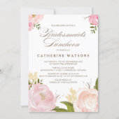 Romantic Watercolor Flowers Bridesmaids Luncheon Invitation (Front)