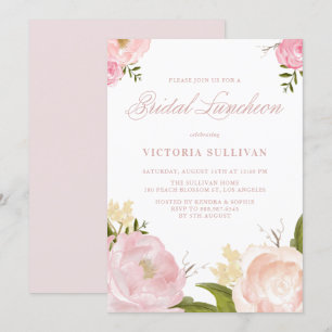 Romantic Watercolor Flowers Bridesmaids Luncheon Invitation