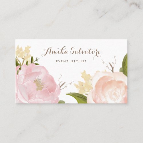 Romantic Watercolor Flowers Business Card