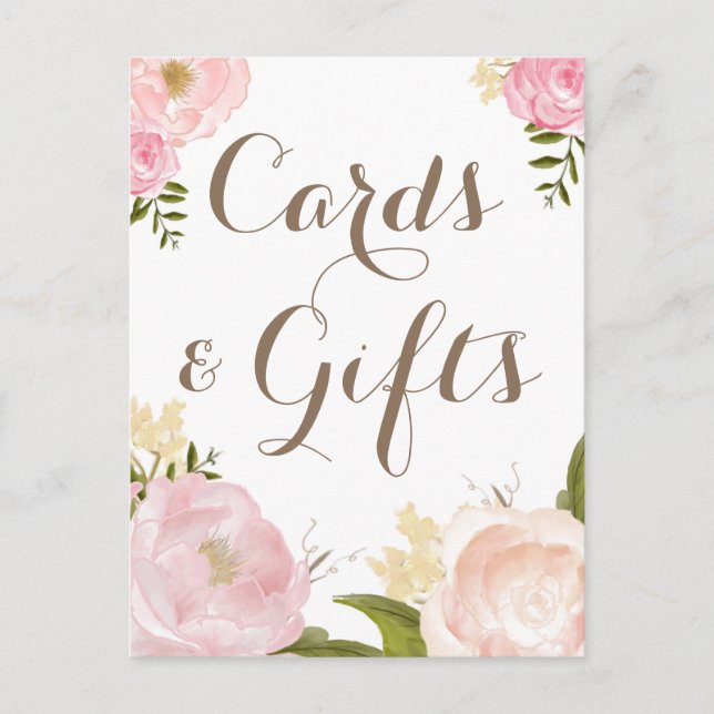 Romantic Watercolor Flowers Cards & Gifts Wedding (Front)